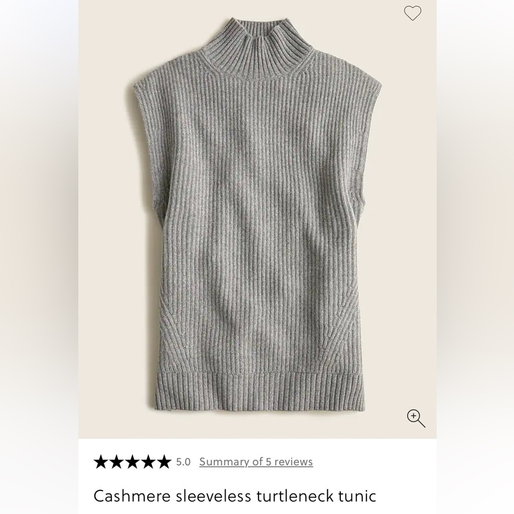 J. Crew Cashmere Gray Sleeveless Ribbed Turtleneck Sweater